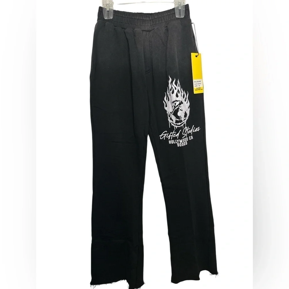GFTD LA STACKED SWEATPANTS WASH BLACK- ERA PANT NWT